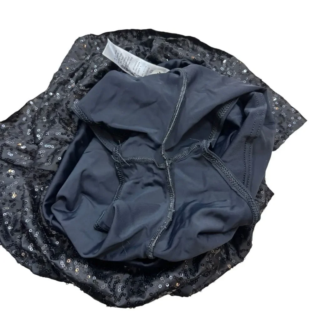 Balera Brand Black Sequin Skater Skirt with Shorts Lining Adult Small‎